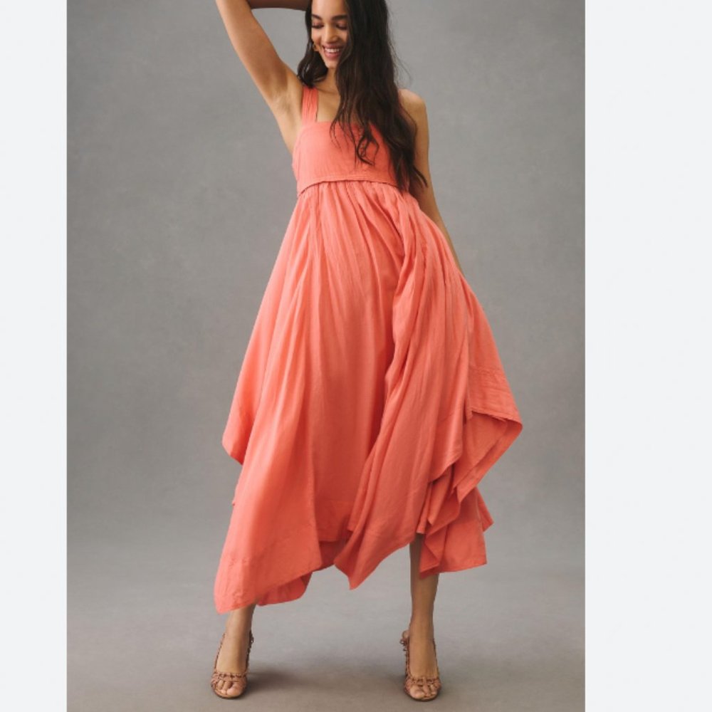 Anthropologie Pilcro Asymmetrical Babydoll Dress In Coral